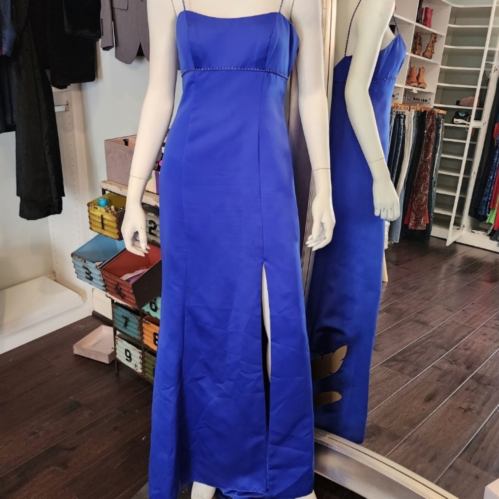 Vintage Alfred Angelo Strapless Royal Blue Gown